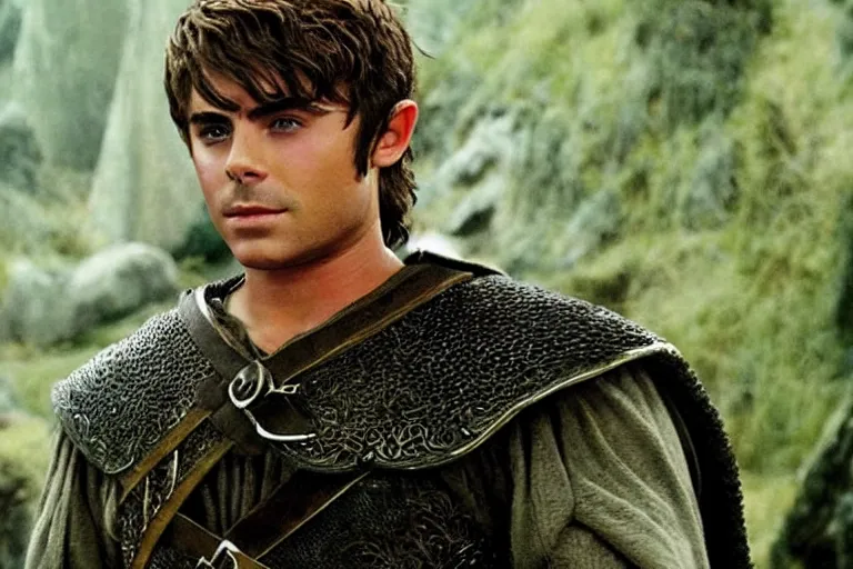 Prompt: zac efron in lord of the rings