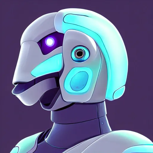 Prompt: cybernetic bottlenose dolphin headshot profile picture, anthropomorphic android design inspired by dolphins, bulbous dolphin snout, mouth closed, commission on FurAffinity, unreal engine