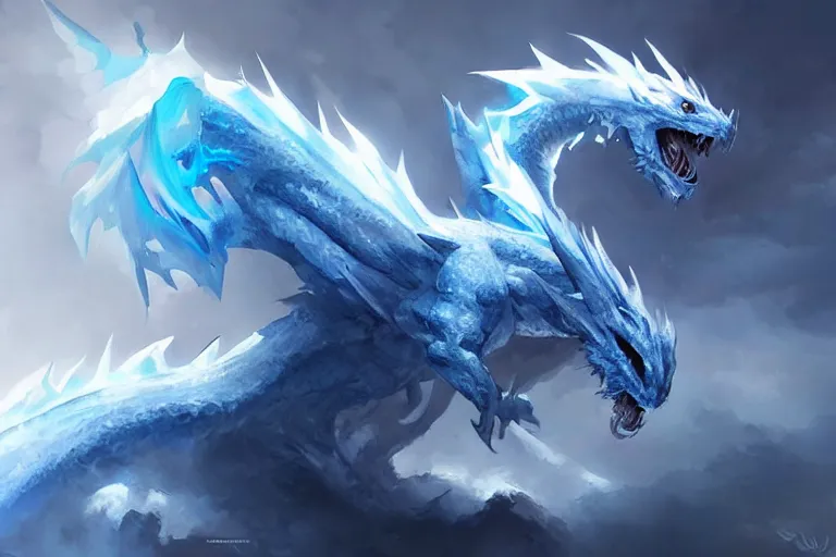 Image similar to “ a blue eye white dragon, bright art masterpiece artstation. 8 k, sharp high quality artwork in style of jose daniel cabrera pena, concept art by tooth wu, fanart ”