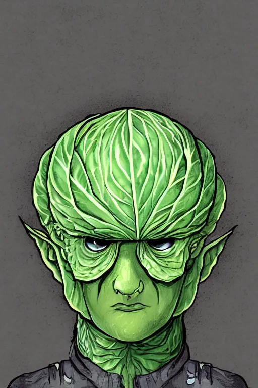 Image similar to cabbage man, symmetrical, highly detailed, digital art, sharp focus, trending on art station, anime art style