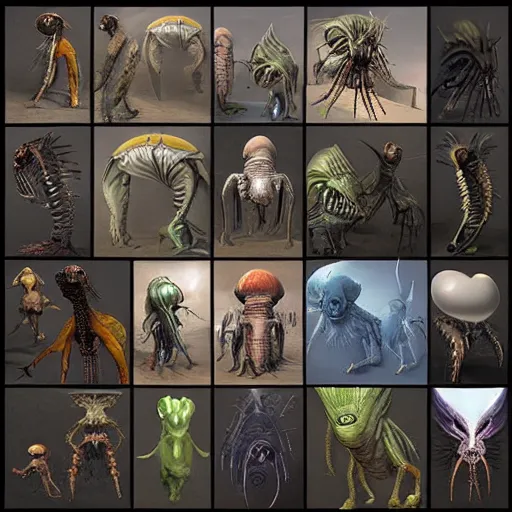 Prompt: “Encyclopedia of alien creatures , artstation”