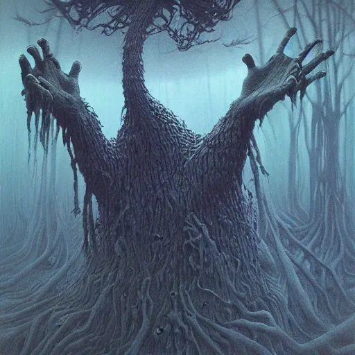 Image similar to forest monster 4k by zdzisław beksiński