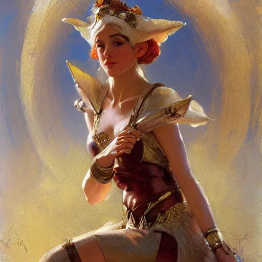 Prompt: female elf princess, sunny, painting by gaston bussiere, craig mullins, j. c. leyendecker