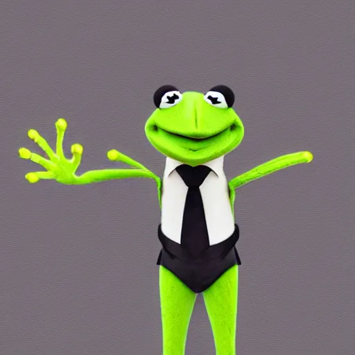 Prompt: photo of kermit the frog dressed up as a butler, dslr, photorealistic, artstation