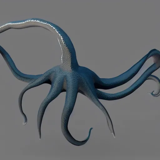 Image similar to low poly render of a giant squid monster