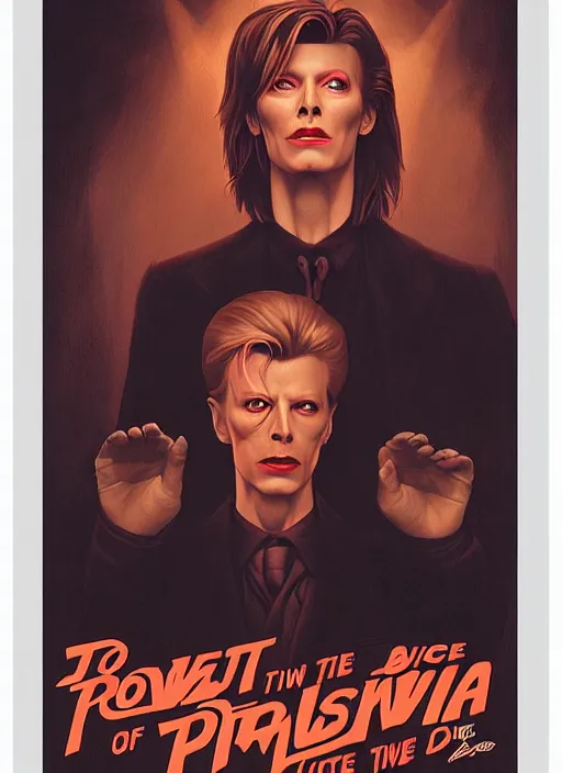 Image similar to twin peaks poster art, portrait of david bowie meets the little boy the prince of darkness, by michael whelan, rossetti bouguereau, artgerm, retro, nostalgic, old fashioned