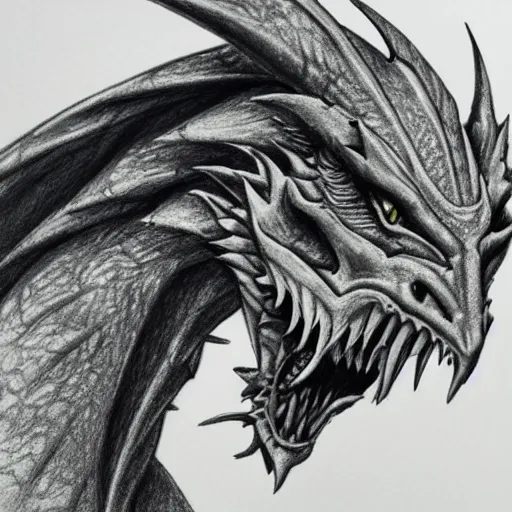 epic dragon on a mountain drawing on paper, pencil, Stable Diffusion