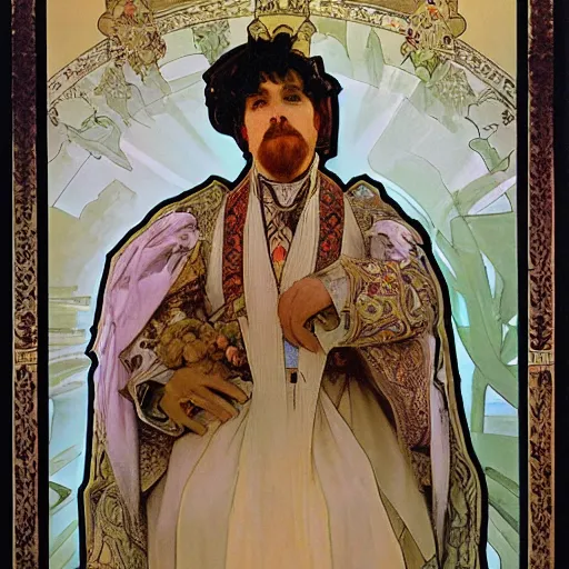 Prompt: charles 4 th royal portrait by alfons mucha
