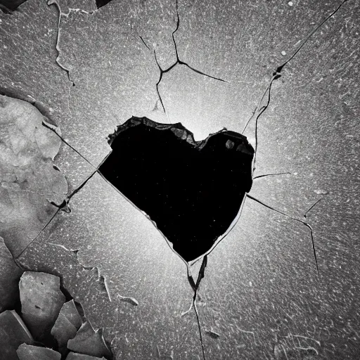 Prompt: a smashed heart broken like glass into shards