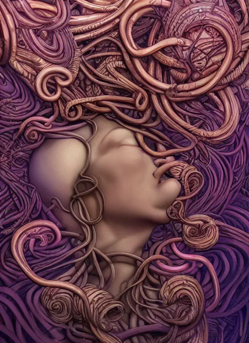 Prompt: medusa, wooden art nouveau swirls, strong subsurface scattering, cables, tubes, subsurface scattering, in the style of james jean and tomasz alen kopera and giger, subsurface scattering, mystical colors, rim light, soft lighting, 8 k, stunning scene, raytracing, octane render, trending on artstation