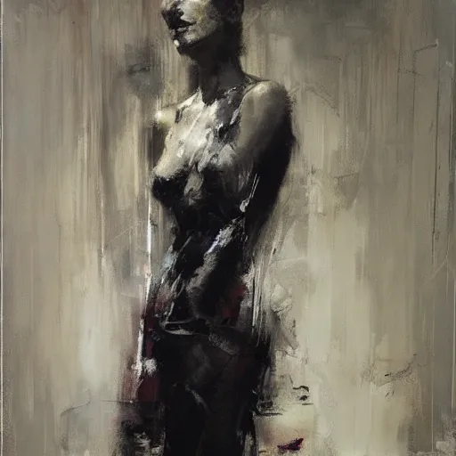 Prompt: full length portrait of a woman, by Jeremy Mann, detailed, stylized, loose brush strokes, intricate, realistic