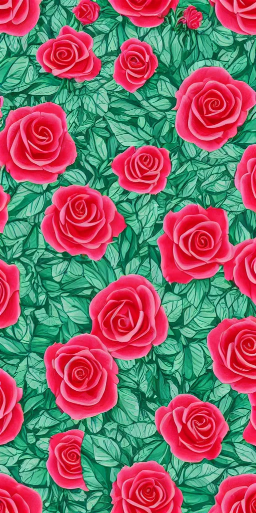 Image similar to seamless pattern of beautiful roses with leaves and throns, colourful, symmetrical, repeating 35mm photography