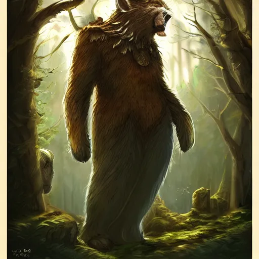 Image similar to elven druid summoning bears in the forest, d & d inspired, trending on artstation, ultra fine detailed, hyper detailed, hd, concept art, digital painting