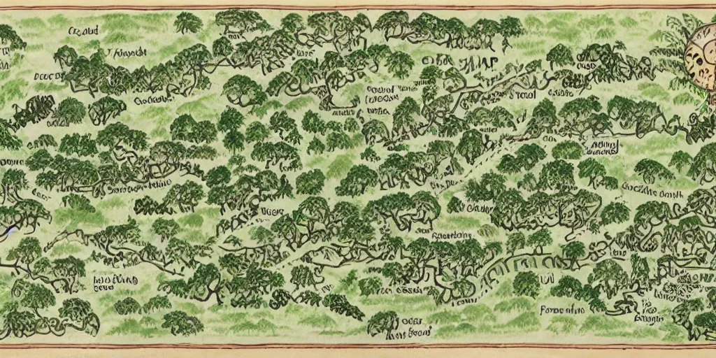 Image similar to A hand drawn map of the great forest