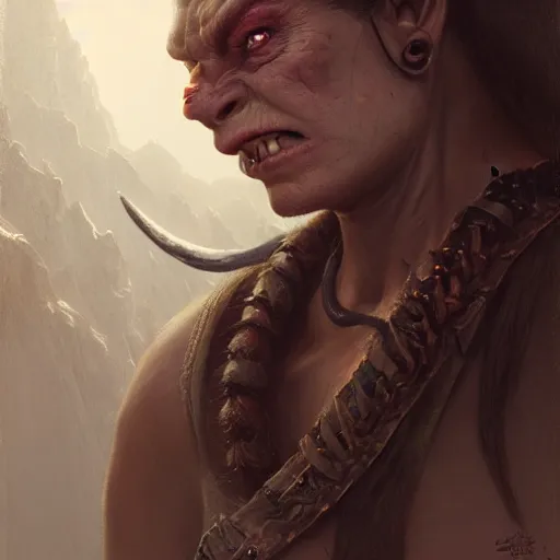 Image similar to portrait of an female orc, Matte painting , detailed painting, greg rutkowski