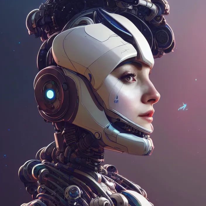 Image similar to symmetry!! portrait of a robot astronaut, floral! horizon zero dawn machine, intricate, elegant, highly detailed, digital painting, artstation, concept art, smooth, sharp focus, illustration, art by artgerm and greg rutkowski and alphonse mucha, 8 k