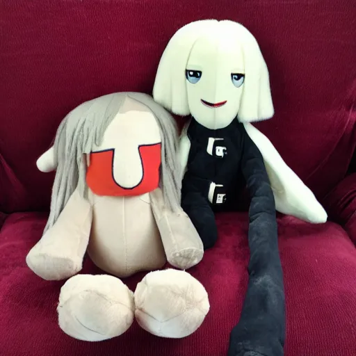 Prompt: genesis p - orridge soft toy plushie