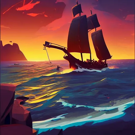 Image similar to painting treasure on sea of thieves game smooth median photoshop filter cutout vector, behance hd by jesper ejsing, by rhads, makoto shinkai and lois van baarle, ilya kuvshinov, rossdraws global illumination