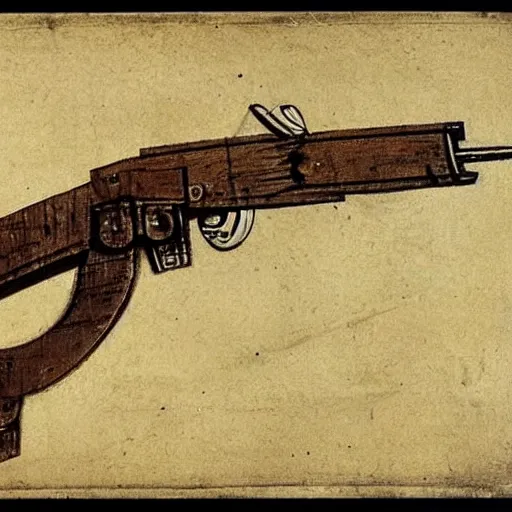 Image similar to An AK-47 design by Leonardo Da Vinci.