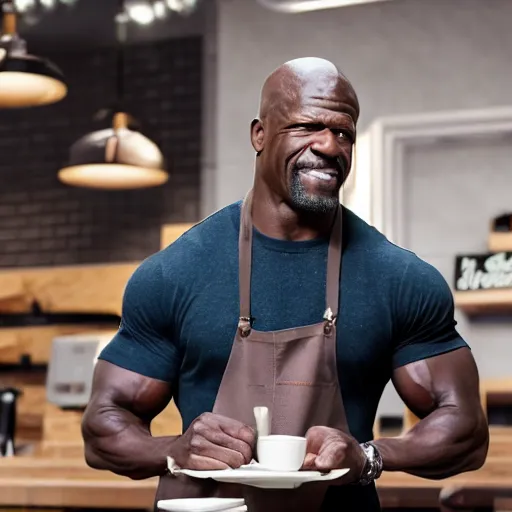 Prompt: Terry Crews working as a barista in a Starbucks, highly detailed, ultra realistic, 8k, render