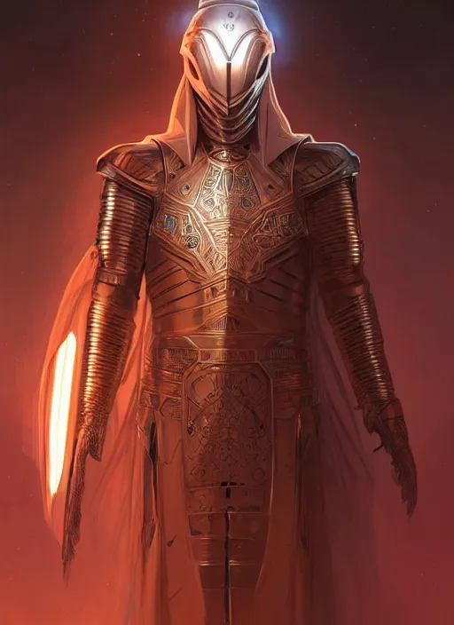 Prompt: Symmetry!! portrait of a arabian man, warrior in sci-fi armour, tech wear, glowing lights!! sci-fi, intricate, elegant, highly detailed, digital painting, artstation, concept art, smooth, sharp focus, illustration, art by artgerm and greg rutkowski and alphonse mucha