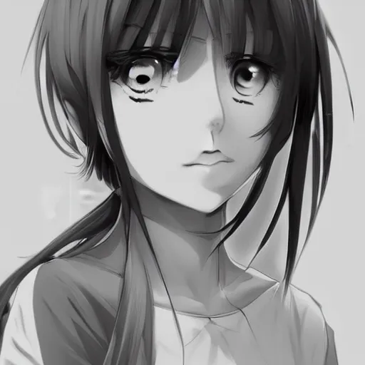 Prompt: bust portrait of a pretty young anime woman, drawn by WLOP, black and white anime manga panel, trending on artstation