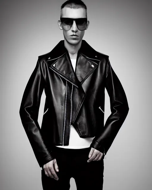 Image similar to a 5 0 mm award - winning photo of a a thick plain cropped extremely baggy pirate designer menswear leather jacket with an oversized collar designed by alexander mcqueen, 4 k, studio lighting, wide angle lens