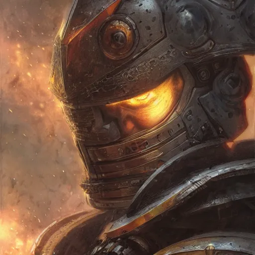 Prompt: Guts from Berserk as a space marine Primarch, warhammer 40k, closeup character portrait art by Donato Giancola, Craig Mullins, digital art, trending on artstation