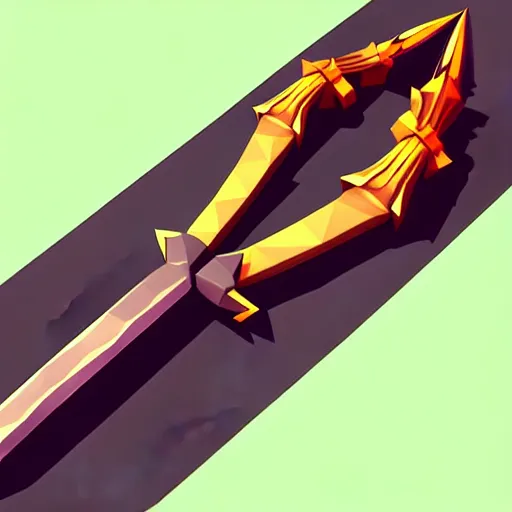 Image similar to long sword of ancient civilization, magical power, 3 d, one object, low poly, mobile game, cute, illustration