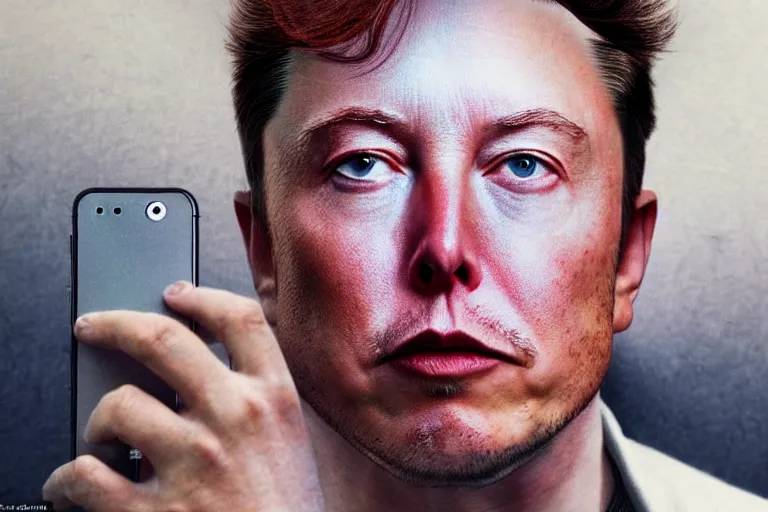 Image similar to hyperrealism aesthetic ridley scott and denis villeneuve style portrait photography of a detailed hyperrealism elon musk, siting on a detailed hyperrealism toilet and scrolling his detailed smartphone in hyperrealism scene from detailed art house movie in style of alejandro jodorowsky and wes anderson