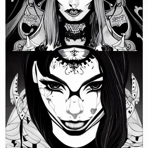 Image similar to princess of darkness, style of mcbess, rutkowski, artgerm comic, piercing eyes, long glowing red hair