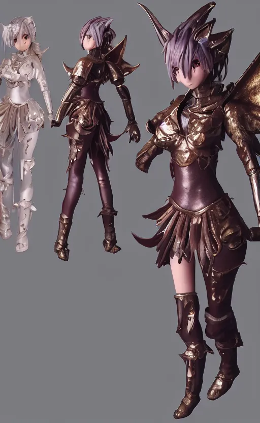 Image similar to Anime girl figure in dragon armor, unreal engine, highly detailed.