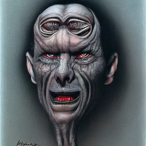 Image similar to portrait of mikhail nikolayevich zadornov abomination, photo - realistic, color image, 2 k, highly detailed, by h. r. giger