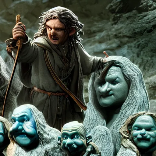 Image similar to still lord of the rings, claymation, 8 k, hyperdetalied, cgsociety,