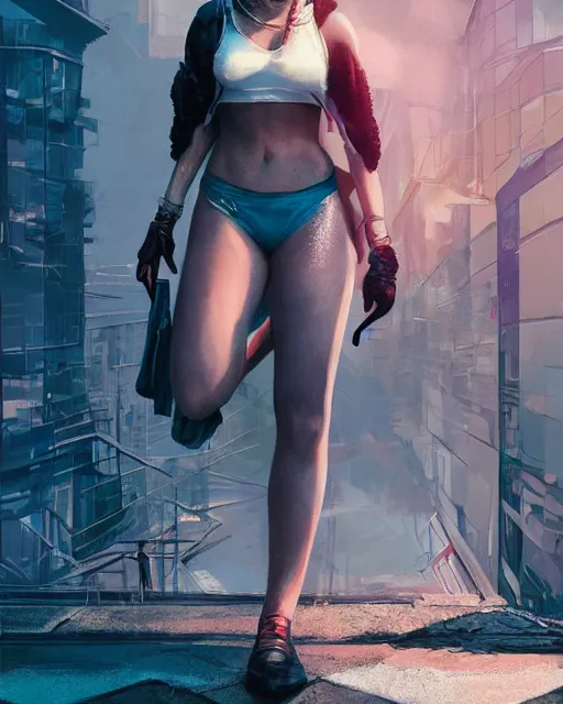 Prompt: full body shot of margot robbie by wlop, rossdraws, mingchen shen, arney freytag, artstation, fantasy photoshoot, urban jungle, fashion pose, octane, 4k