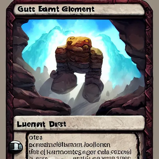 Image similar to ((((giant rock elemental golem monster)))), dust and rock theme, hearthstone art style, epic fantasy card game art