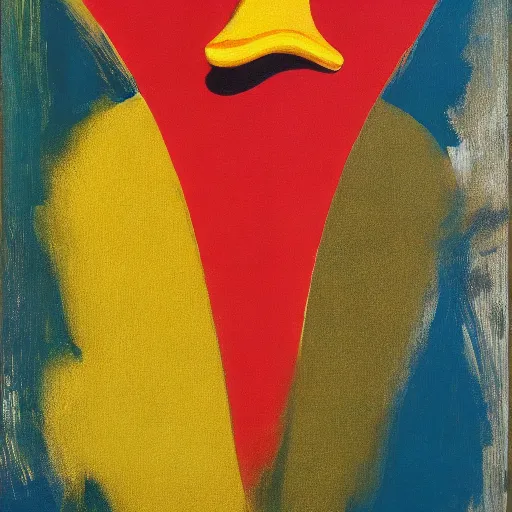 Image similar to a duck on the prowl oil painting barnett newman