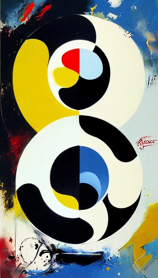 Image similar to Abstract representation of ying Yang concept, by John Berkey