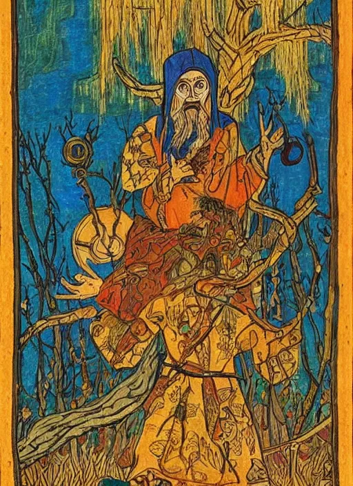 Image similar to scary slavic tale ; ivan bilibin style ; 8 k ; sharp focus