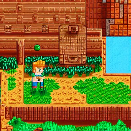 Prompt: pixel art johnny bravo ( from cartoon network ) in stardew valley