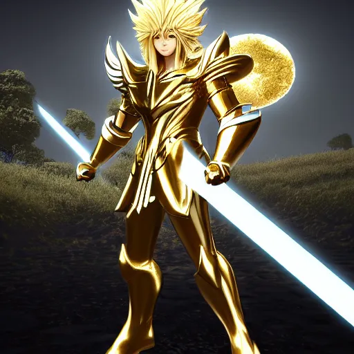 Prompt: full shot portrait of angry Saint Seiya knight at moonlight, wearing golden and silver Cat armor, inspired by Tim Burton, Masami Kurumada, Norihiro Yagi, Marc Simonetti, Amano, Juri Misaki, detailed, unreal engine 4k volumetric light, fog,