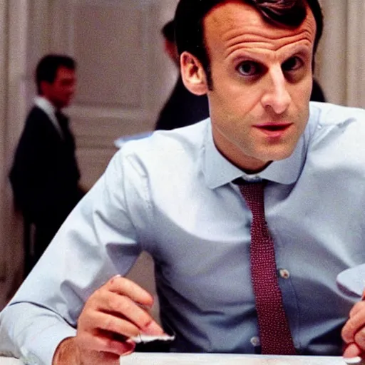 Image similar to Emmanuel Macron has an idea in American Psycho (1999)