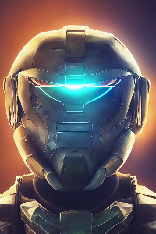 Image similar to robot ninja mask helmet halo master chief radiating a glowing aura global illumination ray tracing hdr fanart arstation by ian pesty and katarzyna da „ bek - chmiel