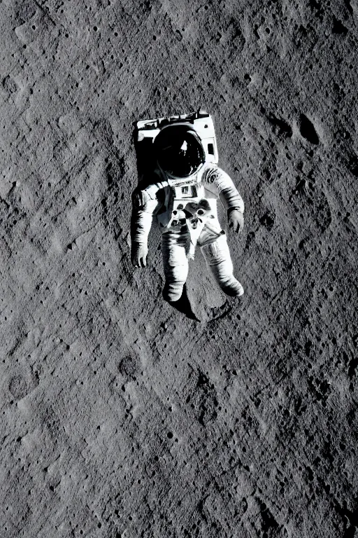 Image similar to a bottom view of an astronaut on the surface of the moon, bottom - view, photography, photo - shot, shooting, cinematic lighting, 8 k