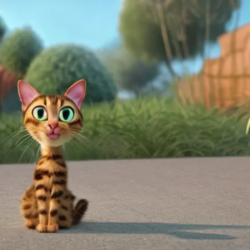 Prompt: pixar animation of an anthropomorphic genz cat