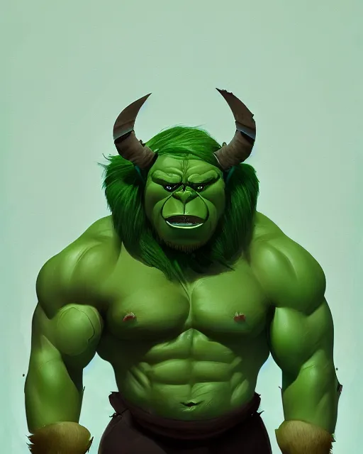 Image similar to « a 2 d portrait of a muscular green orc, reddit contest winner, ilya kuvshinov, 2 d art, parallax »