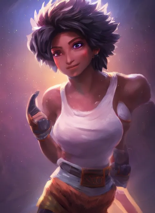 Prompt: taliyah, from league of legends, al natural, exhibant, boxing, kulohelohe, hyper detailed, digital art, trending in artstation, cinematic lighting, studio quality, smooth render, unreal engine 5 rendered, octane rendered, art style by klimt and nixeu and ian sprigger and wlop and krenz cushart