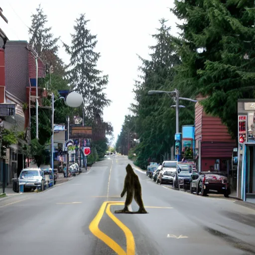 Image similar to bigfoot walking down the street in downtown Bremerton Washington