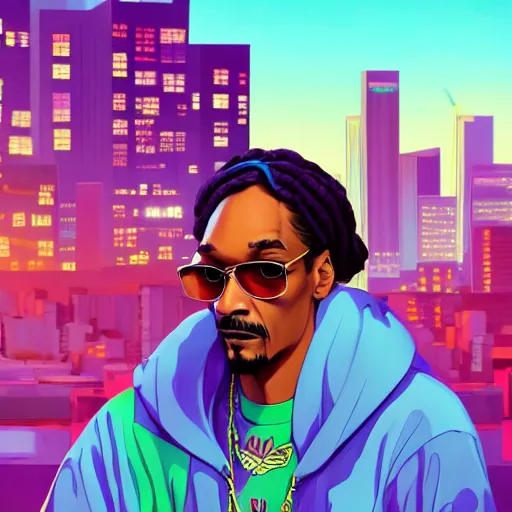 Prompt: ⁠portrait of Snoop Dogg , Karachi skyline background, rich vivid colors, ambient lighting, dynamic lighting, 4k, HQ, official media, anime key visual, makoto shinkai, ilya kuvshinov, lois van baarle, rossdraws, detailed, trending on artstation