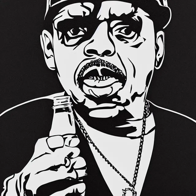 Prompt: ice - t the rapper made out of iced tea